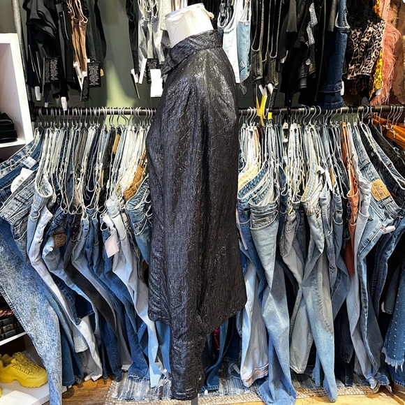 Vintage Gianni Versace silk lamé Button Down Blouse - Picture 3 of 6